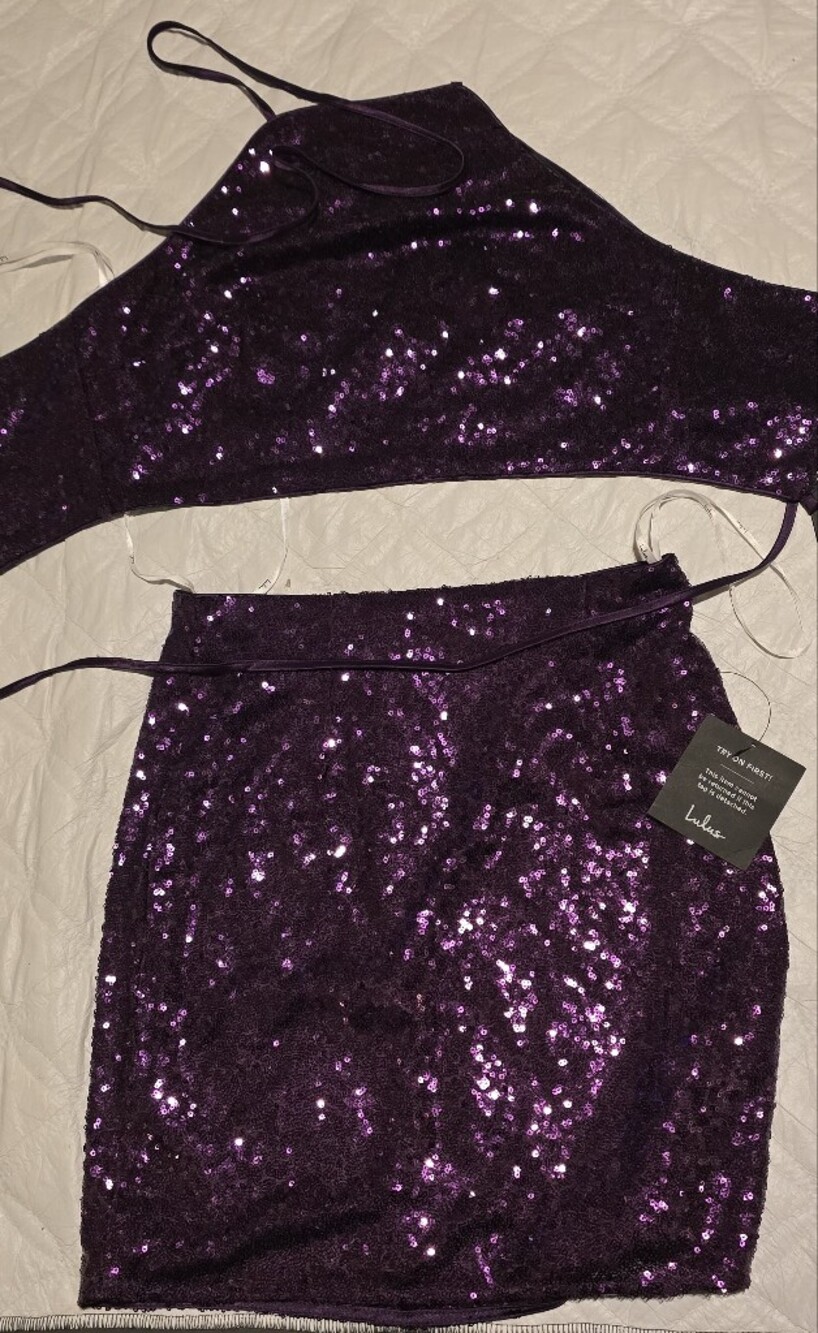 Lulus Purple Sequin Mini Skirt NWT